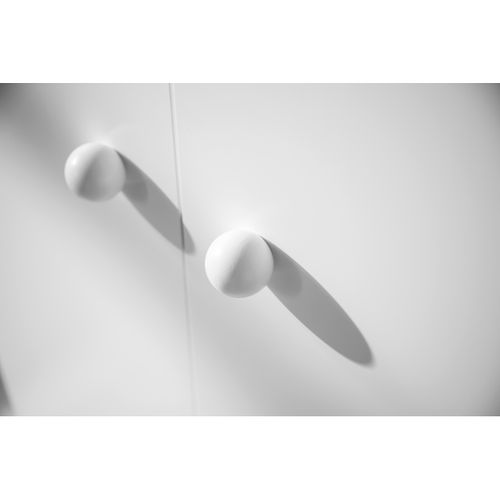 New Basic - Armoire Chambre Bébé 2 Portes - Boutons Boule Blanc