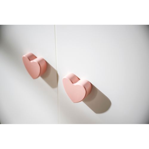New Basic - Armoire Chambre Bébé 2 Portes - Boutons Cœur Rose