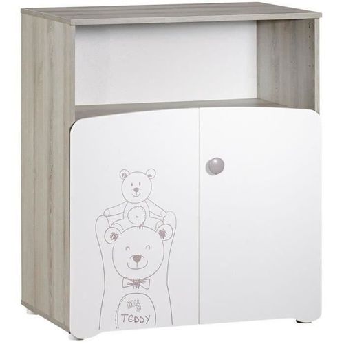 Chambre Bébé Trio Teddy: Lit 120x60, Commode à Langer Et Armoire - Babyprice - Blanc