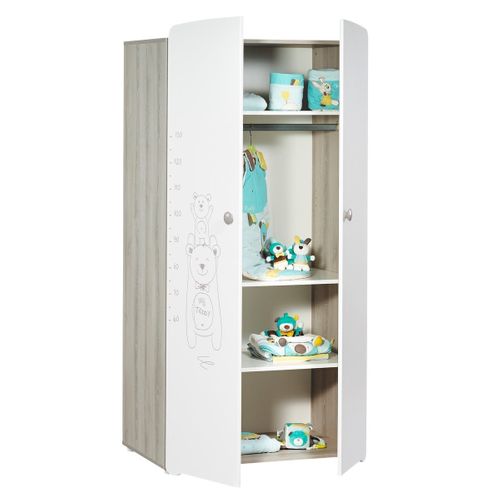 Chambre Bébé Trio Teddy: Lit 120x60, Commode à Langer Et Armoire - Babyprice - Blanc