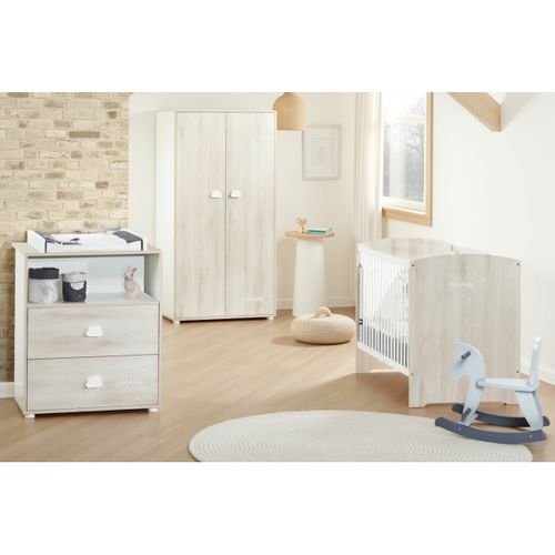 Smile - Commode À Langer 2 Portes Et 1 Niche Hêtre Cendré