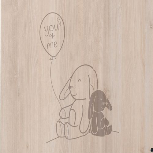 Lit Bébé - 120 X 60 Cm - Babyprice Lapinou - Sérigraphie Lapin