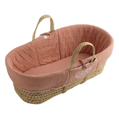 Couffin Bébé En Fibres Naturelles Avec Habillage Tissu
