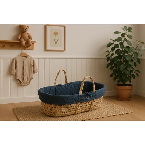 Couffin Bébé En Fibres Avec Habillage Tissu