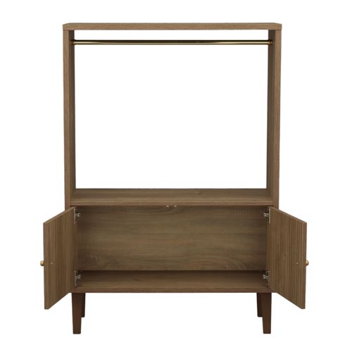 Bibliothèque 2 Portes Détail Imitation Bois Texturé Et Pieds Bois