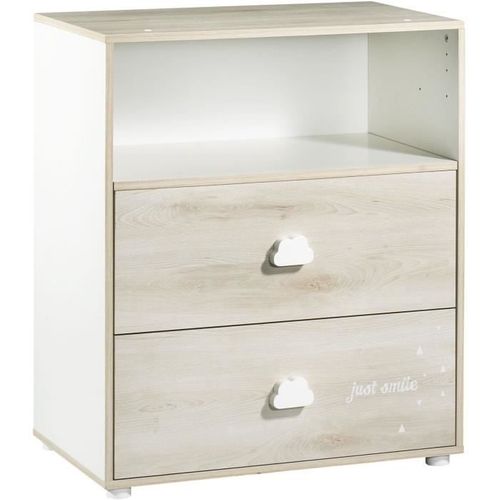 Chambre Bébé Complete - Lit 120x60, Commode à Langer Et Armoire - Smile -  Hetre Cendré