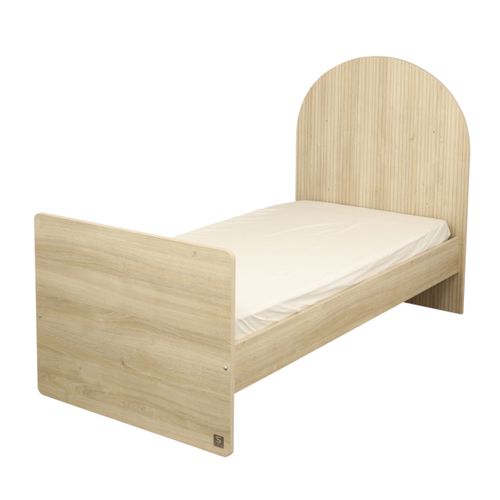 Lit Junior 90x190 - Décor Bois Chêne Sépia - Tête De Lit Forme Arche