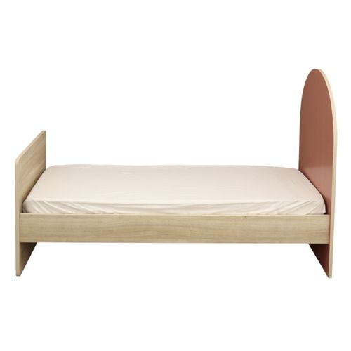 Lit Junior 90x190 - Décor Bois Chêne Sépia - Tête De Lit Forme Arche