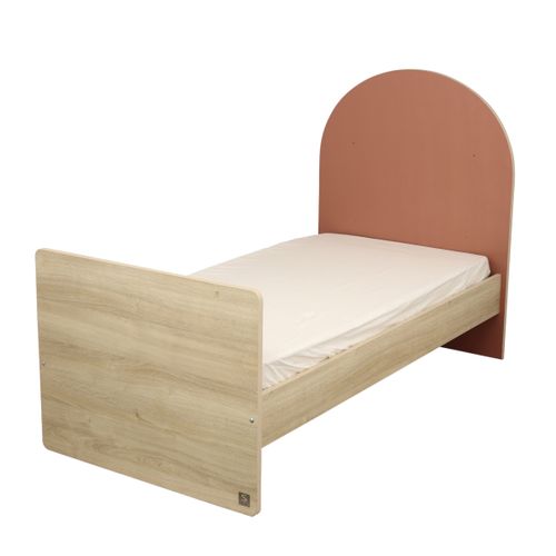 Lit Junior 90x190 - Décor Bois Chêne Sépia - Tête De Lit Forme Arche