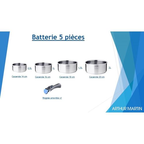 Batterie De Cuisine Inox 5 PCs Arthur Martin - 4 casseroles 14-16-18-20 cm