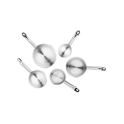 Set De De 5 Casseroles - Acier Inoxydable - Intérieur Satiné Avec Graduation - Bec Verseur