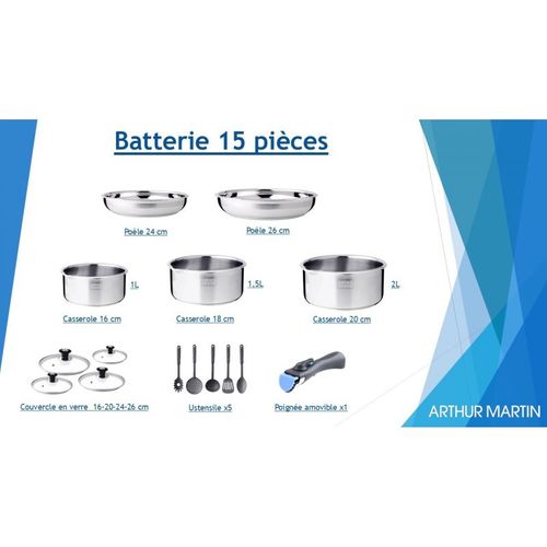 Batterie De Cuisine Inox 15 Pièces  5535