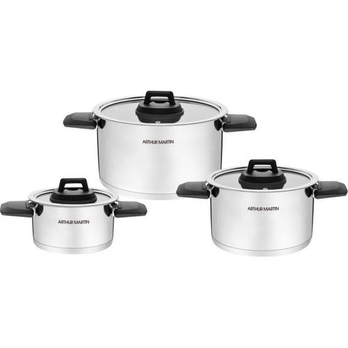 Batterie De Cuisine Set De 3 Marmites Avec Poignées Rabattables Am6321