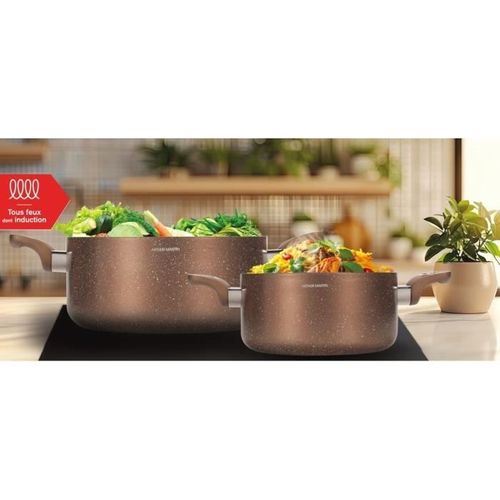 Set De Marmites - Am9820 - 20-24 Cm Avec Couvercle En Verre - Aluminium - Tous Feux Dont Induction