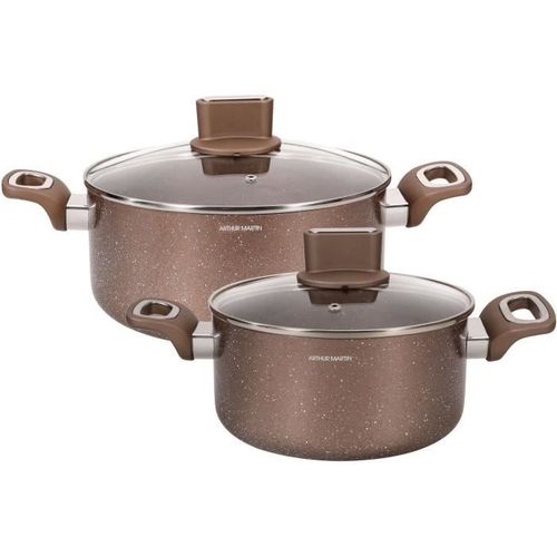 Set De Marmites - Am9820 - 20-24 Cm Avec Couvercle En Verre - Aluminium - Tous Feux Dont Induction