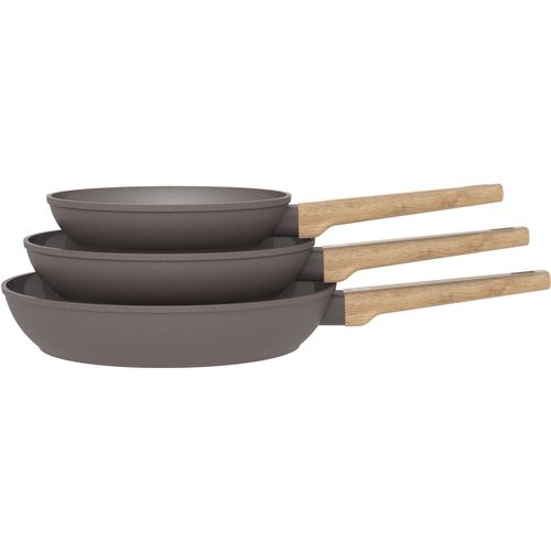 Set De 3 Poeles - Tous Feux Dont Induction - Am1052 - Revetement Céramique - Ø 20-24-28 Cm - Taupe