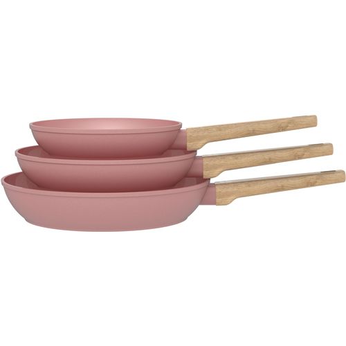 Set De 3 Poeles - Tous Feux Dont Induction - Am5388 - Revetement Céramique - Ø 20-24-28 Cm - Rose