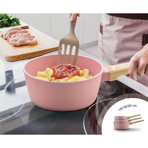 Set De 3 Casseroles - Tous Feux Dont Induction - Am0702 - Revetement Céramique - Ø 16-18-20 Cm - Ro