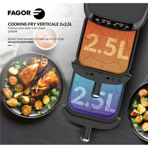 Friteuse Sans Huile 2x2.5l 2000w Noir - Fg3301