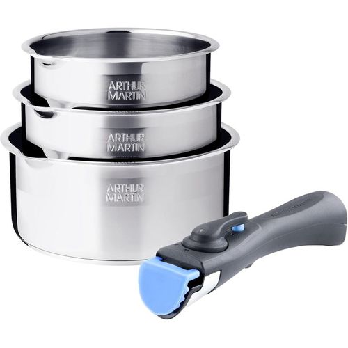 Batterie De Cuisine Inox 8 Pièces Avec 2 Manches Amovibles  Am2687