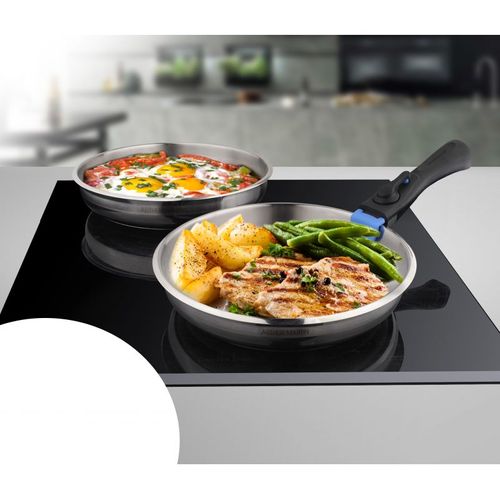 Batterie De Cuisine Inox 9 Pièces Avec 2 Manches Amovibles  Am2694