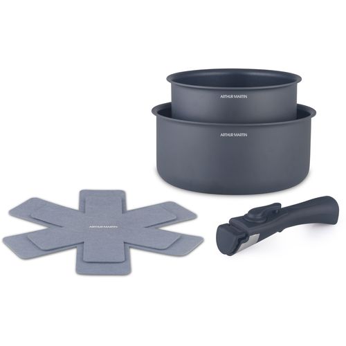 Set De 2 Casseroles - Tous Feux Dont Induction - Am2984 - Anti-adhésif - Ø 16-20 Cm + Poignée Amovi