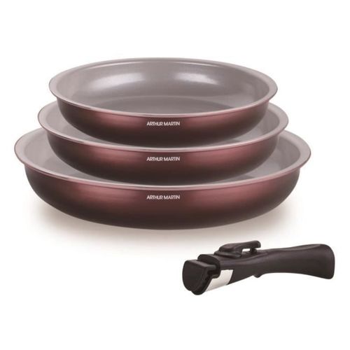 Batterie De Cuisine - Tous Feux Dont Induction - Am2503 - Aluminium - 18 Pieces - Poignée Amovible