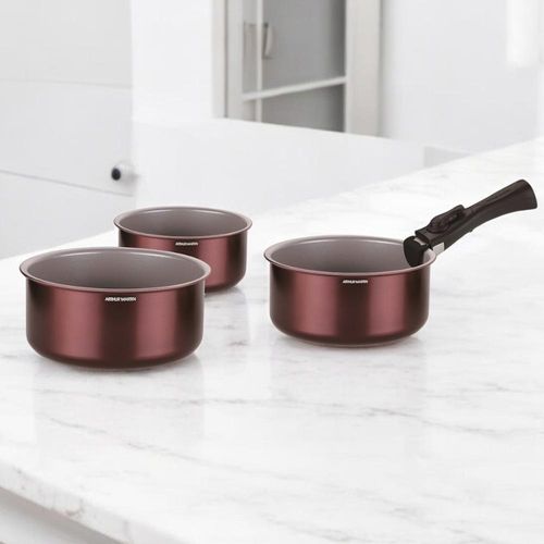 Set De 3 Casseroles - Am1088 - Tout Feux Dont Induction - 16/18/20 Cm + 1 Poignée Amovible