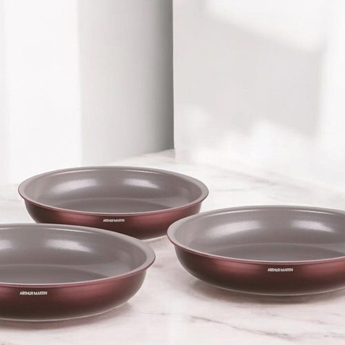 Set De 3 Poeles - Am8866 - Tous Feux Dont Induction - 20/24/28 Cm + 1 Poignée - Revetement Céramique