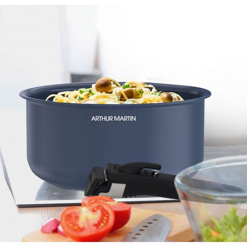 Set De 3 Casseroles 16-18-20 Cm Poignée Amovible Bleu Am0320