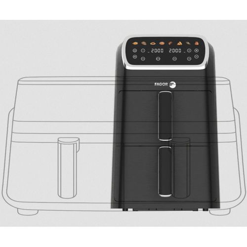 Friteuse à Air Chaud Air Fryer Double Panier 8l 2600w Noir  Fg7503