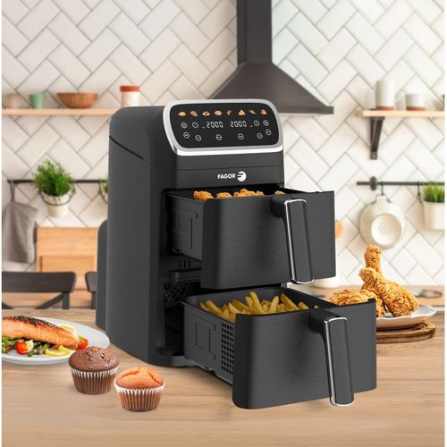 Friteuse à Air Chaud Air Fryer Double Panier 8l 2600w Noir  Fg7503