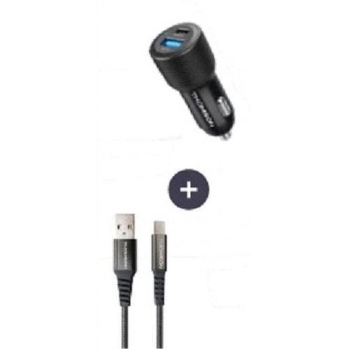 Pack Chargeur + Câble - Chargeur De Voiture 60 W - Câble USB-a Vers C 3a - Longueur 1.5 M