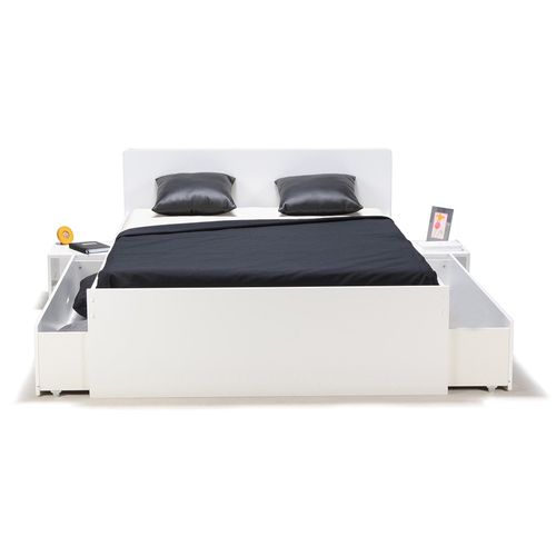 Lit 140x190 Inclus 2 Chevet Et 2 Tiroirs Zenia Blanc