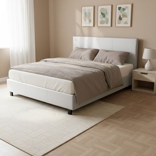 Lit 160x200 Sommier Inclus Leandre Blanc