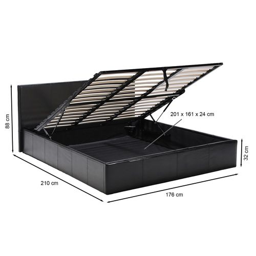 Lit Coffre 160x200 Sommiers Inclus Ena Noir