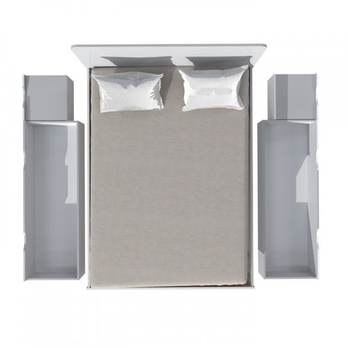 Lit Double Xenia 160x200 + 2 Chevets + 2 Tiroirs / Blanc