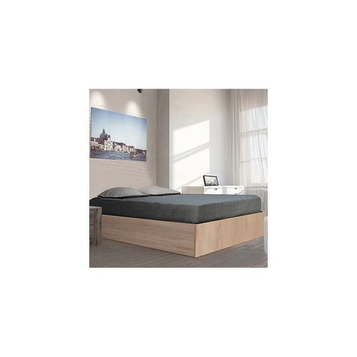 Lit Coffre Bilbao 140x200 Cm + Sommier / Décor Chêne Blanchi