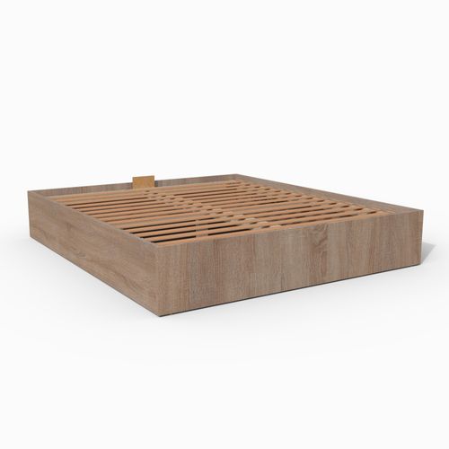 Lit Coffre Bilbao 140x200 Cm + Sommier / Décor Chêne Blanchi