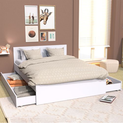 Lit 160x200 Inclus 2 Tiroirs Oslo Blanc
