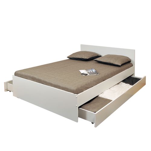 Lit 160x200 Inclus 2 Tiroirs Oslo Blanc