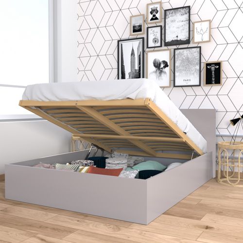 Lit Coffre Madrid 160x200 + 1 Sommier / Gris