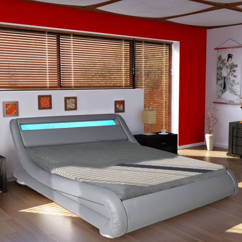 Lit 160x200 LED Intégrée Et Sommier Inclus Wave Gris