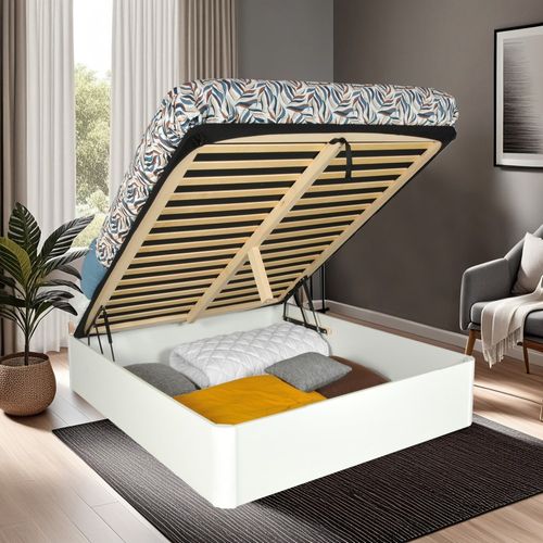 Lit Coffre Spiro 140x190cm + 1 Sommier / Blanc