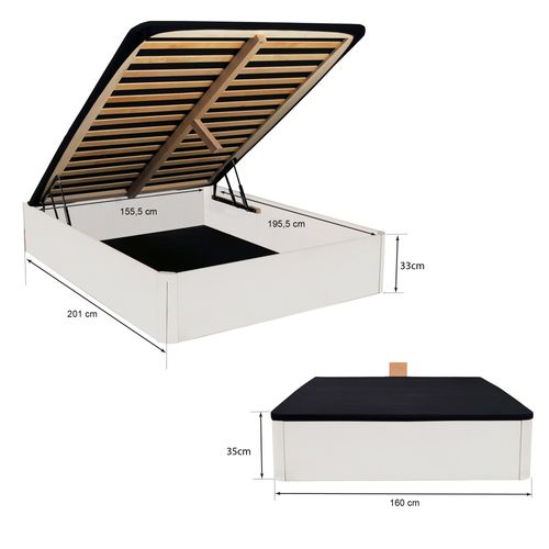 Lit Coffre Spiro 160x200cm + 1 Sommier / Blanc