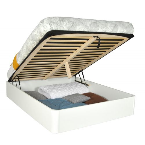 Lit Coffre Spiro 160x200cm + 1 Sommier / Blanc
