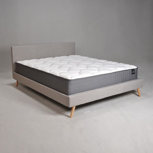 Lit Fjord 140x190 Tissu + 1 Sommier + 1 Matelas Carlton / Gris Clair