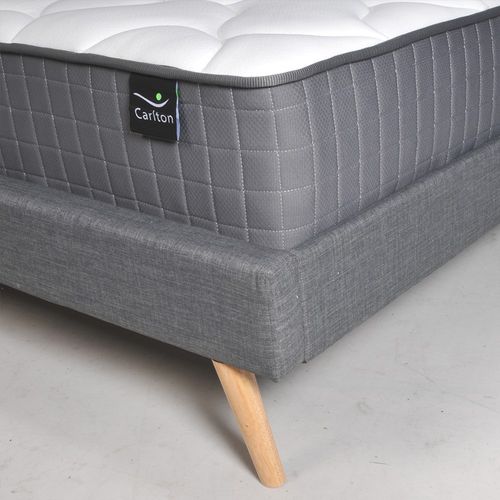 Lit Fjord 160x200 Tissu + 1 Sommier + 1 Matelas Carlton / Gris Foncé