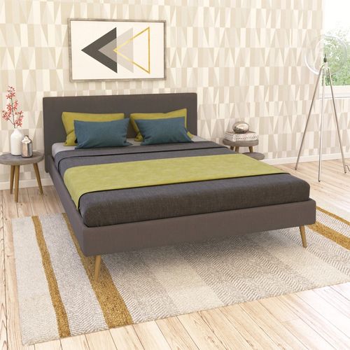 Lit Fjord 160x200 Tissu + 1 Sommier + 1 Matelas Carlton / Gris Foncé