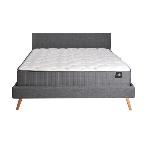 Lit Fjord 160x200 Tissu + 1 Sommier + 1 Matelas Carlton / Gris Foncé